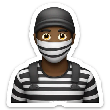 robber emoji" with a striped shirt and mask sticker