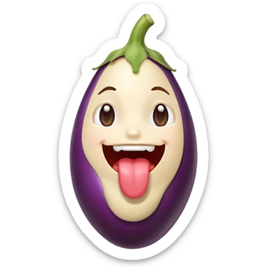 Visage qui tire la langue avec une aubergine  sticker