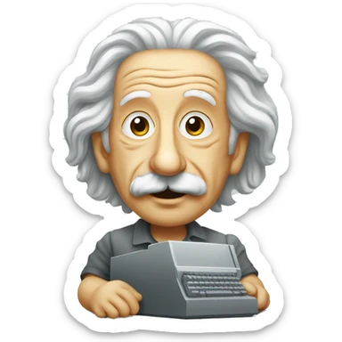 albert einstein with computer sticker
