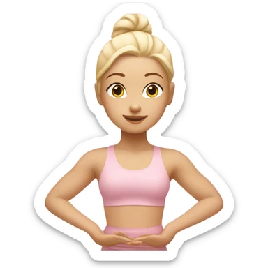 blonde yoga girl light pink clothes n sticker