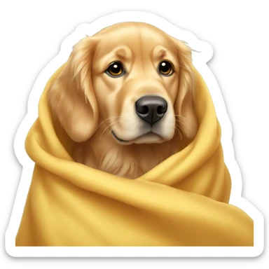 Golden retriever under a blanket sticker