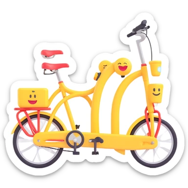 Remove the basket from the tandem citybike, keep 3d emoji style with transparent background. sticker