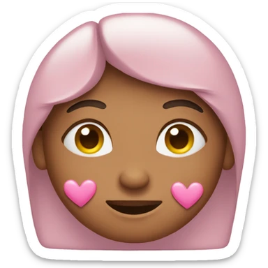 Shy emoji with pink hearts around it  sticker
