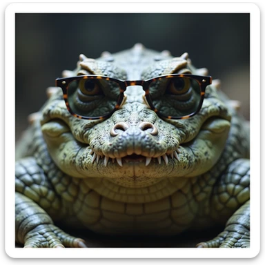realistic crocodile with sunglasses, close-up, photorealistic style, emoji sticker