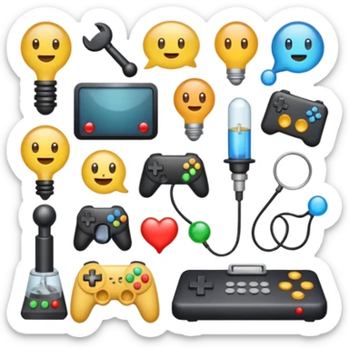 create an emoji pack for a discord server with this description Initially, ADN-13 began as a private Discord server for three scientists. They discovered that gaming sessions and informal communication revealed cognitive potential better than any laboratory tests.  sticker