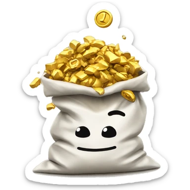 gold spilling out of bag of sack sticker