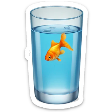 Glass of water with one goldfish sticker