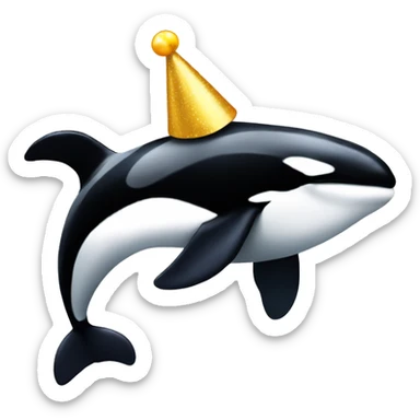 orca with a party hat sticker
