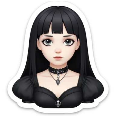 gothic femboy with wide shoulders, small chest, black clothes, pale skin sticker