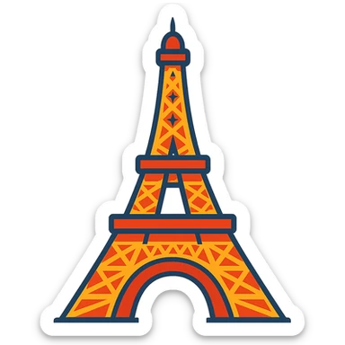 Eiffel Tower vibrant toon illustration sticker