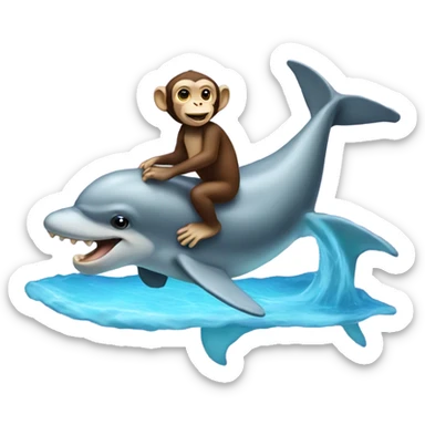 Monkey riding a dolphin sticker