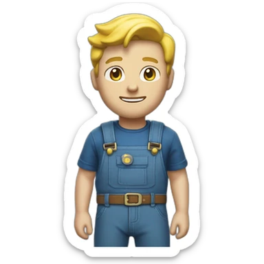 Vault boy in dungarees blue eyes sticker