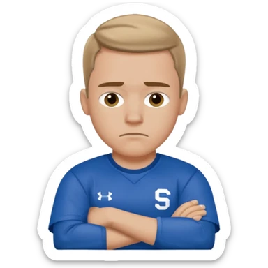 Cole Palmer in blue football t shirt crossed arms cold emoji sticker