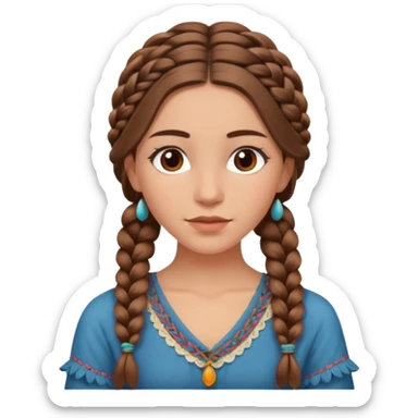 Bohemian woman with brown braided hair sticker