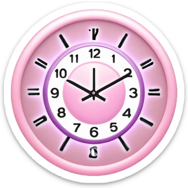 Pastel Pink Clock "A pastel pink clock with glowing hands, shimmering star-shaped numbers, and a magical light halo surrounding its edges." sticker