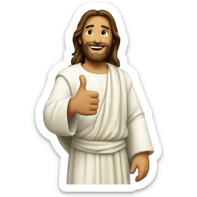 Create an image of Jesus giving a thumbs up sticker
