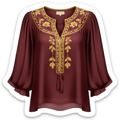 Mocha, gold & dark burgundy womens blouse sticker