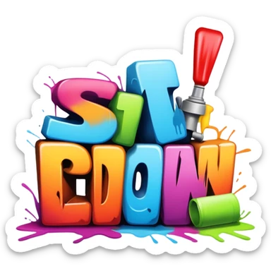 graffiti of the words sit down  sticker