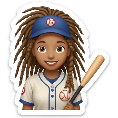 dreadlock baseball player black girl sticker