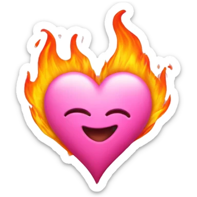 Pink heart flame  sticker