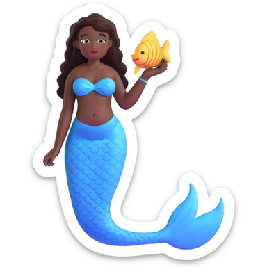 full body black mermaid with dark skin and fish tail sticker