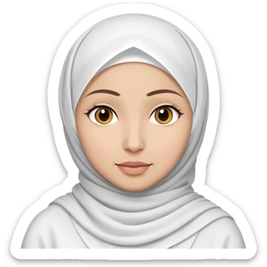 Muslim woman wearing all white hijab in sajdah sticker
