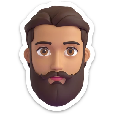 3d male character with olive complexion, brown eyes, medium beard, and connected eyebrows sticker