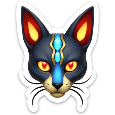 Skeletal skull-faced slim elegant thin beautiful Bastet-Umbreon-Solgaleo-Salandit-fusion sticker