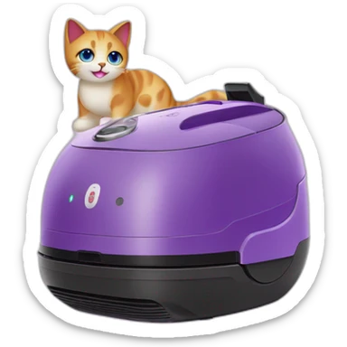 virgo glory purple cat on a robot vacuum cleaner sticker