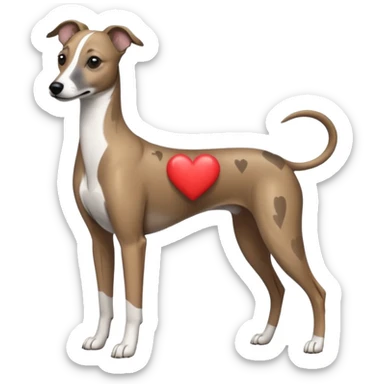 brindle whippet hearts sticker