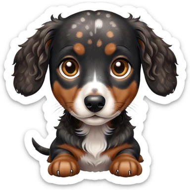 Black Merle curly hair mini dachshund  sticker