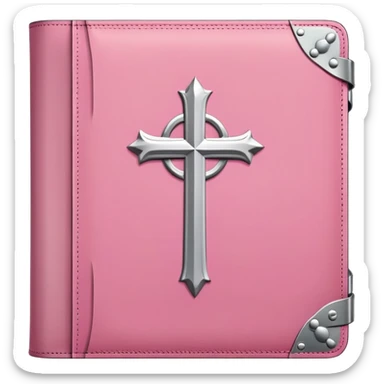 Pink bible with pointy cross sides sticker