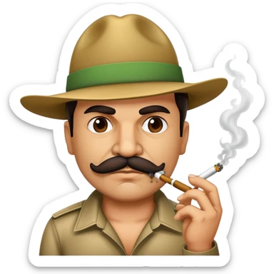 El Chapo gangster character with mustache smoking a marijuana joint sticker