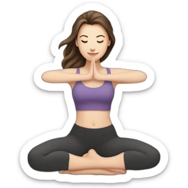 White girl brunette hair in Malasana yoga sticker