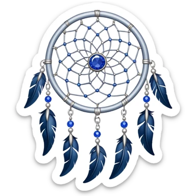 A Silver Dreamcatcher with sapphire stones sticker