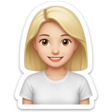 smiling girl in white shirt sticker