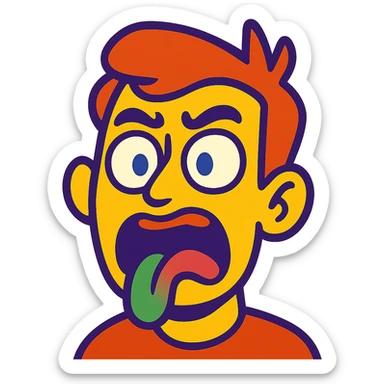 surprised and disgusted face in vibrant toon style sticker