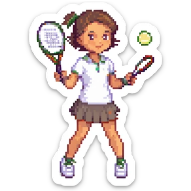 white young girl playing tennis sticker