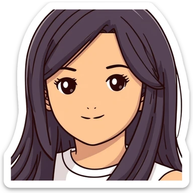 Black long straight hair olive skin brown eyes sticker