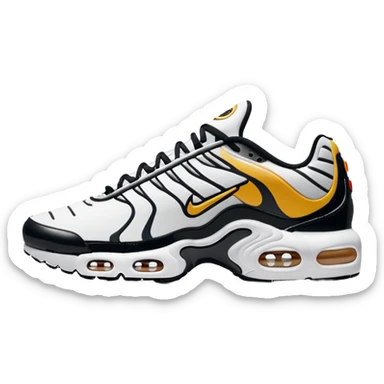 I want you to draw a white Air Max Plus with the Nike logo facing right sticker