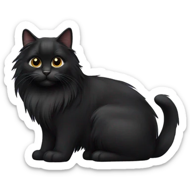 Black long haired cat sticker