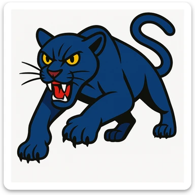 Add a solid white background behind the blue panther, keep the rest unchanged. sticker
