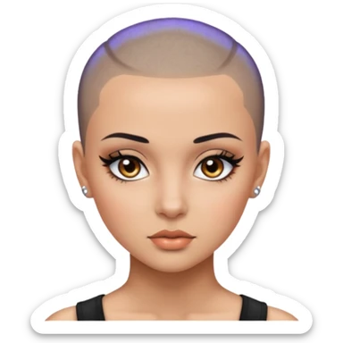 latina, baddie,pretty, brown eyes, makeup, black eyeliner, shaved buzz cut sticker