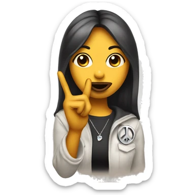 emoji pouts her lips and holds up peace sign woth finger  sticker