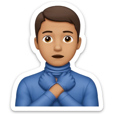 Man with hands gripped around neck crossed like he is choking sticker