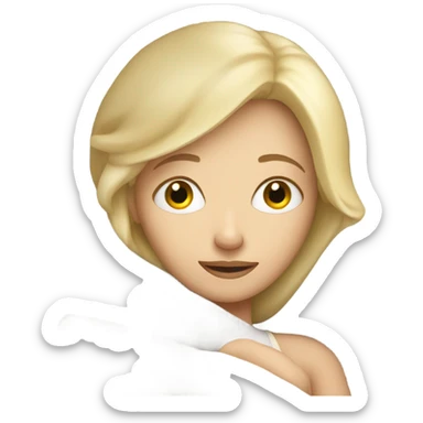 White Blonde girl in bed sleeping  sticker