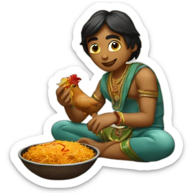 indian eating colombo of chicken with massala  sticker