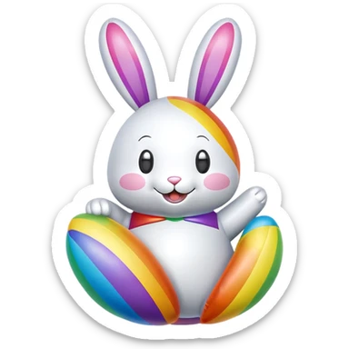 easter rainbow inflatable bouncy bunny sticker