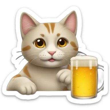 un gato bebiendo cerveza sticker