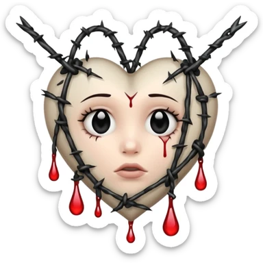 heart with black barbed wire and dark tears sticker